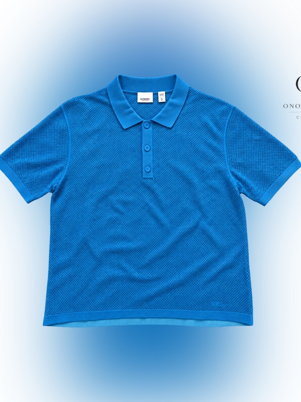 Burberry Bright Blue Mesh-Knit Polo
